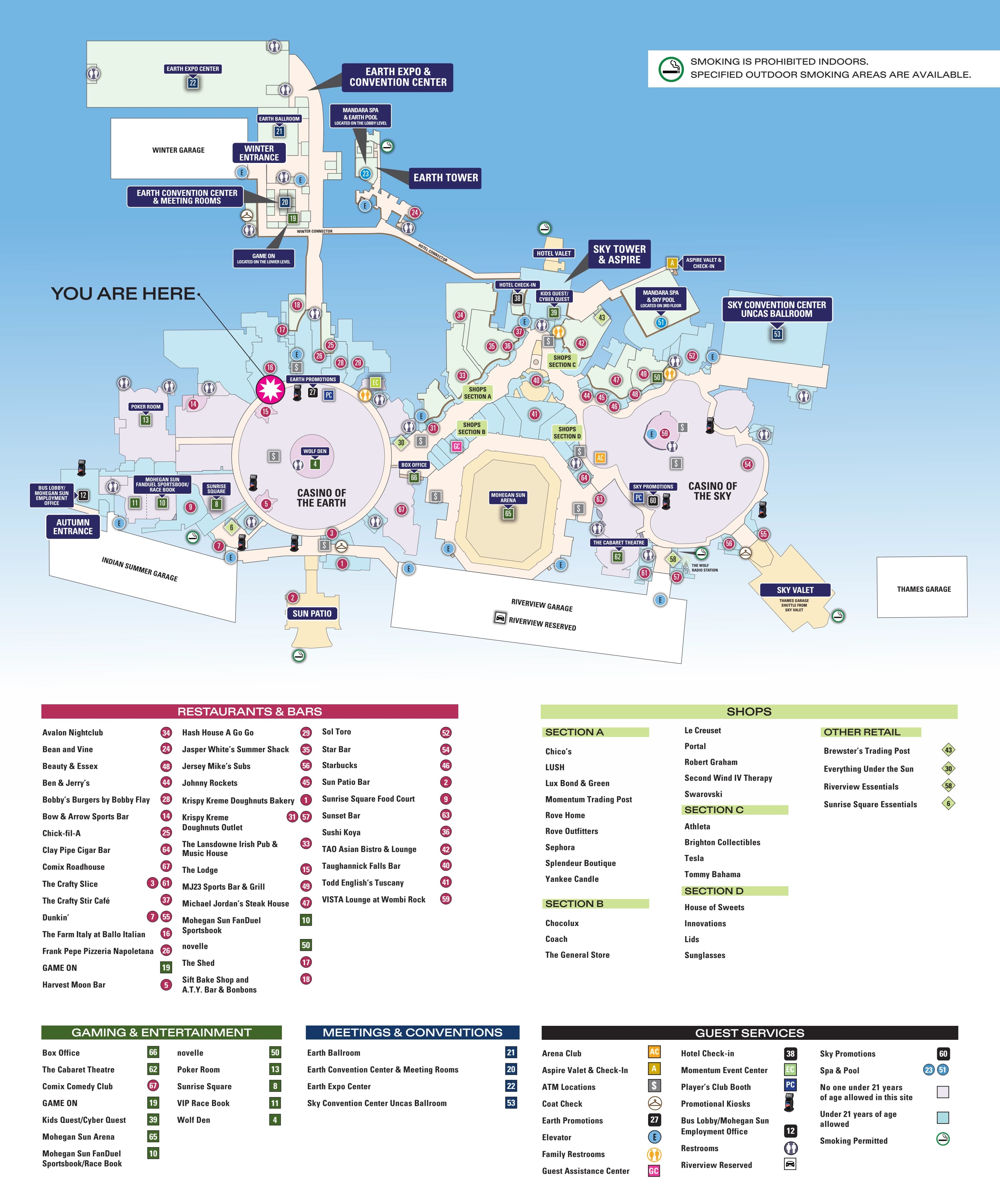 Mohegan Sun Arena: Venue layout, Mohegan Sun Arena — resort and arena arrival orientation. Use the original map for routes and visitor facilities.