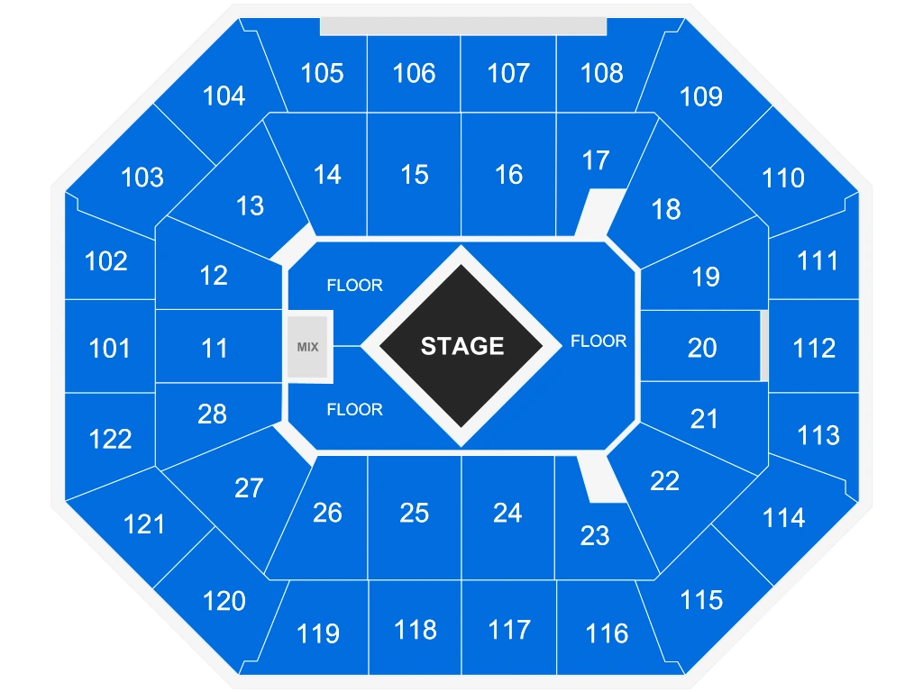 Mohegan Sun Arena: Seating chart, Mohegan Sun Arena — Metallica, November 21, 2026. Use the source chart for section and row details.