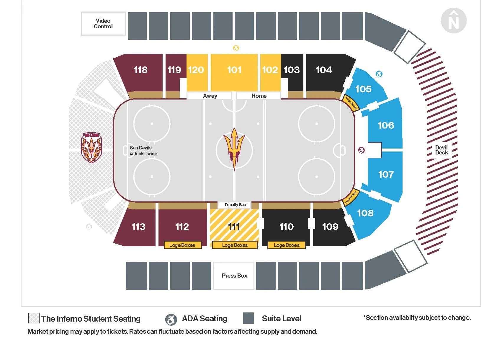 Mullett Arena: Seating chart, Mullett Arena — Arizona State hockey reference. Use the source chart for section and row details.