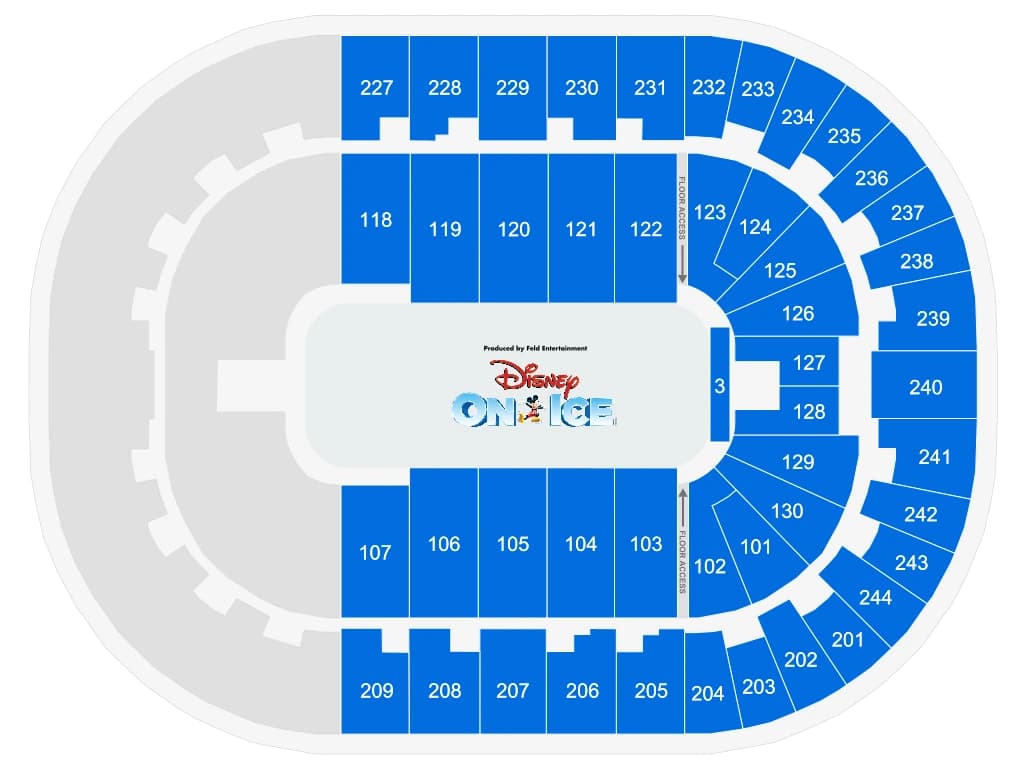 MVP Arena: Seating chart, Disney on Ice. Use the source chart for section and row details.
