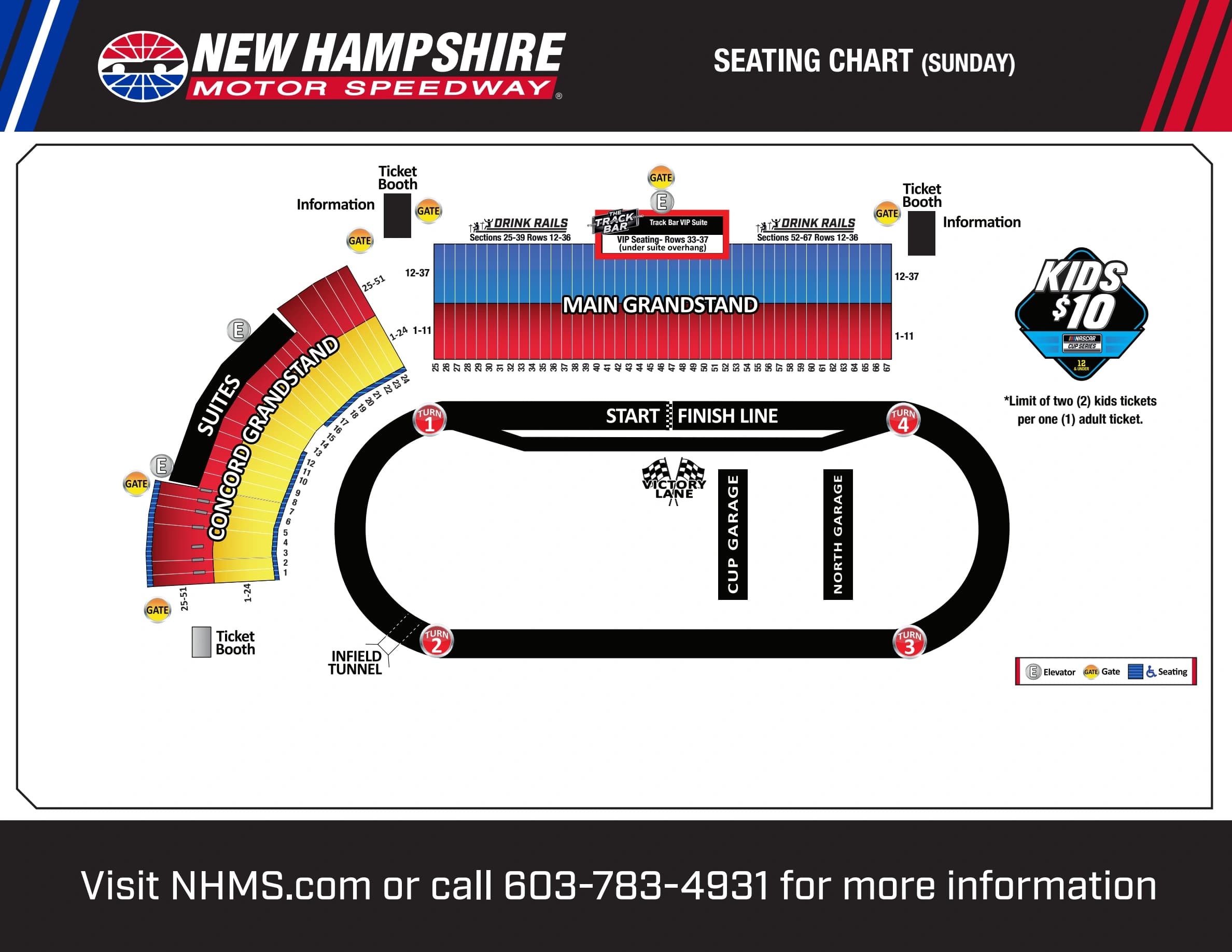 New Hampshire Motor Speedway: Seating chart, NHMS · NASCAR Sunday sections, rows and accessible positions. Use the source chart for section and row details.