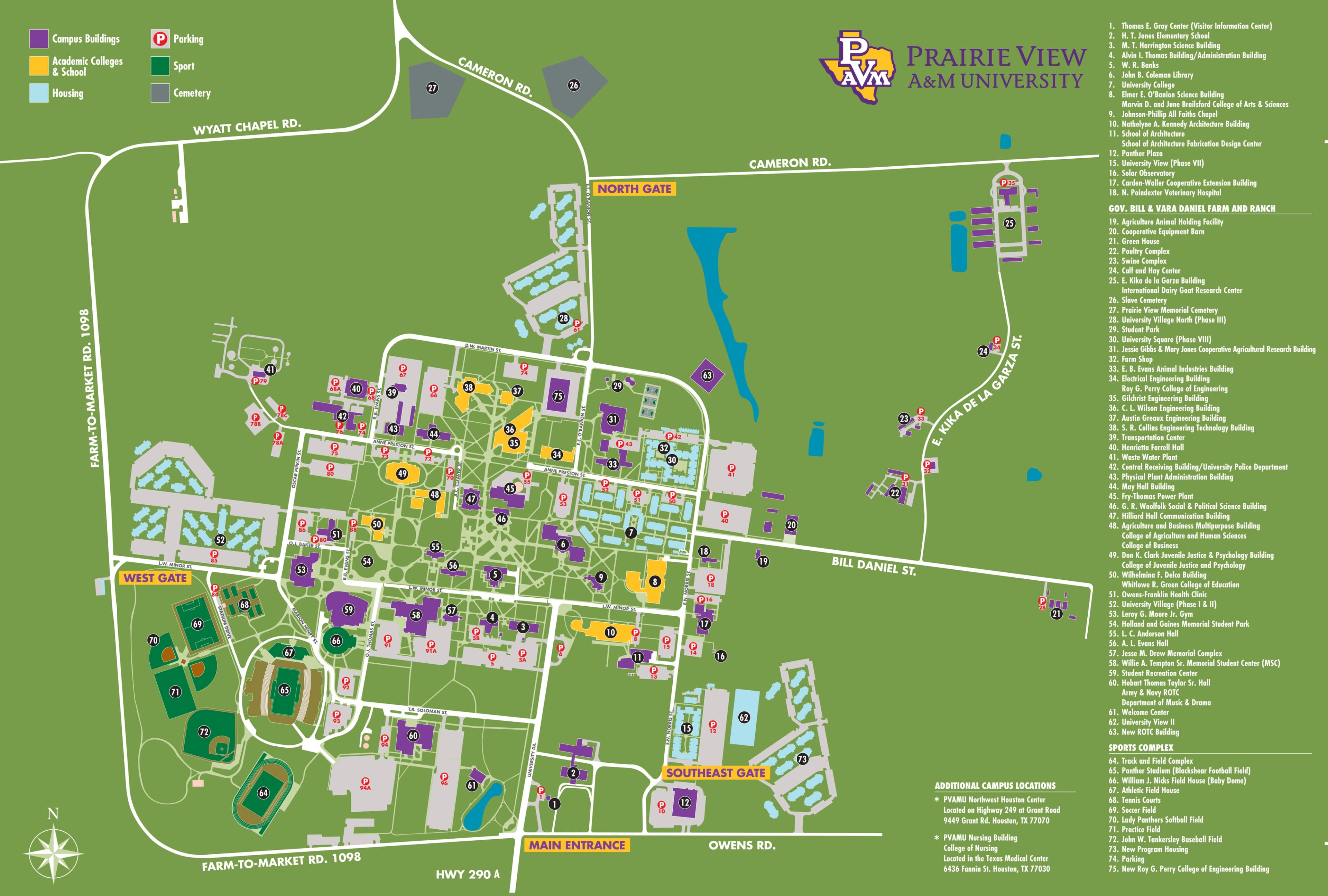 Panther Stadium at Blackshear Field: Venue layout, Prairie View A&M — published 2020 campus and Panther Stadium location plan. Use the original map for routes and visitor facilities.