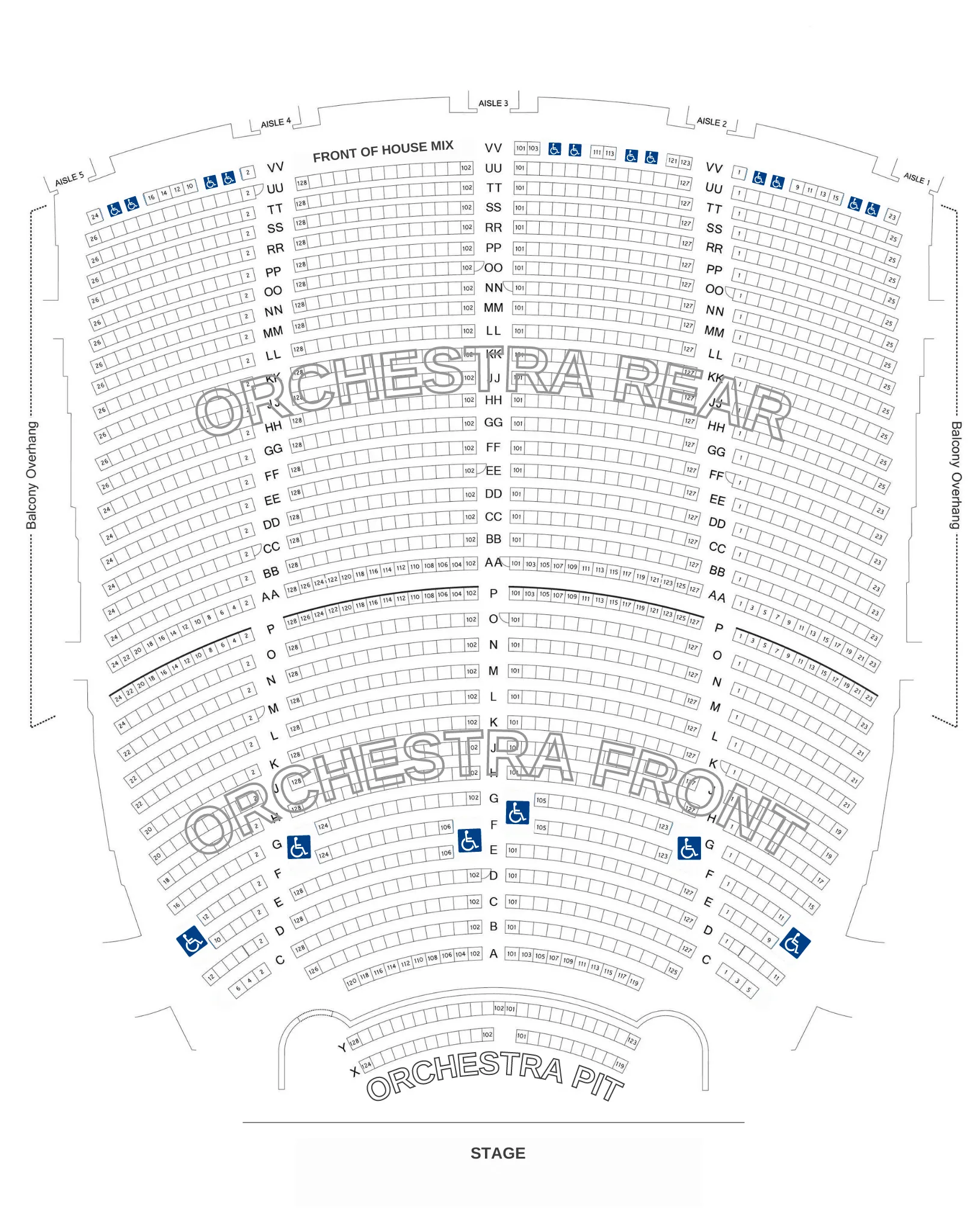 Paramount Theatre: Seating chart, Paramount Theatre Oakland — Orchestra seating chart. Use the source chart for section and row details.