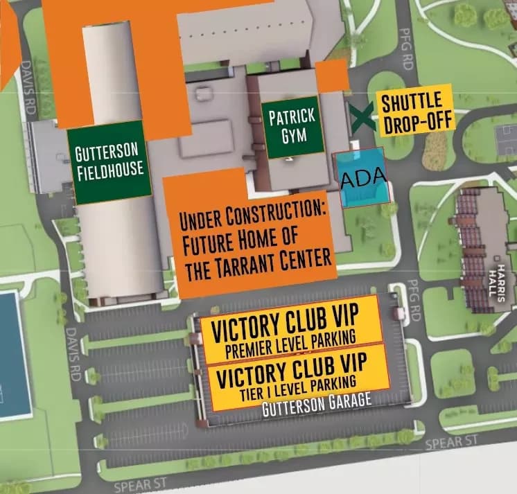 Patrick Gym: Venue layout, Patrick Gym — historical 2021–22 basketball parking. Use the original map for routes and visitor facilities.