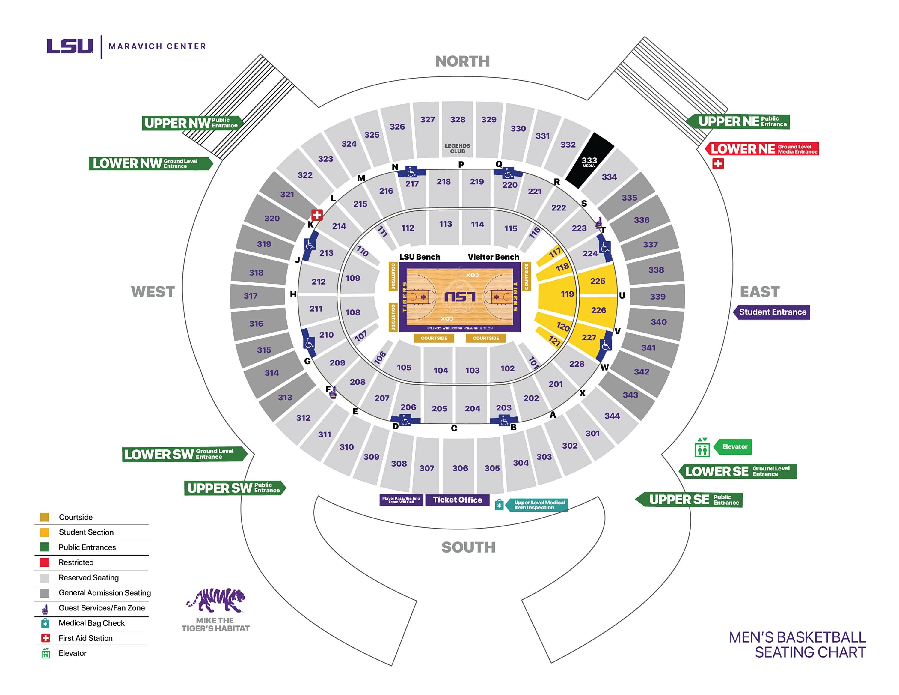 Pete Maravich Assembly Center: Seating chart, Men's basketball · 2026–27. Use the source chart for section and row details.