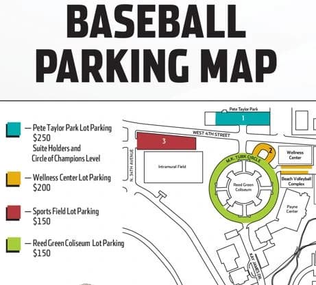 Pete Taylor Park: Venue layout, Pete Taylor Park — current official-linked baseball parking plan. Use the original map for routes and visitor facilities.