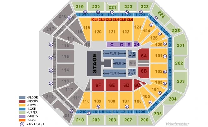 Petersen Events Center: Seating chart, Petersen Events Center — end-stage concert example. Use the source chart for section and row details.