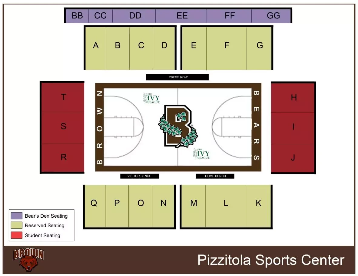 Pizzitola Sports Center: Seating chart, Basketball seating · older official chart. Use the source chart for section and row details.