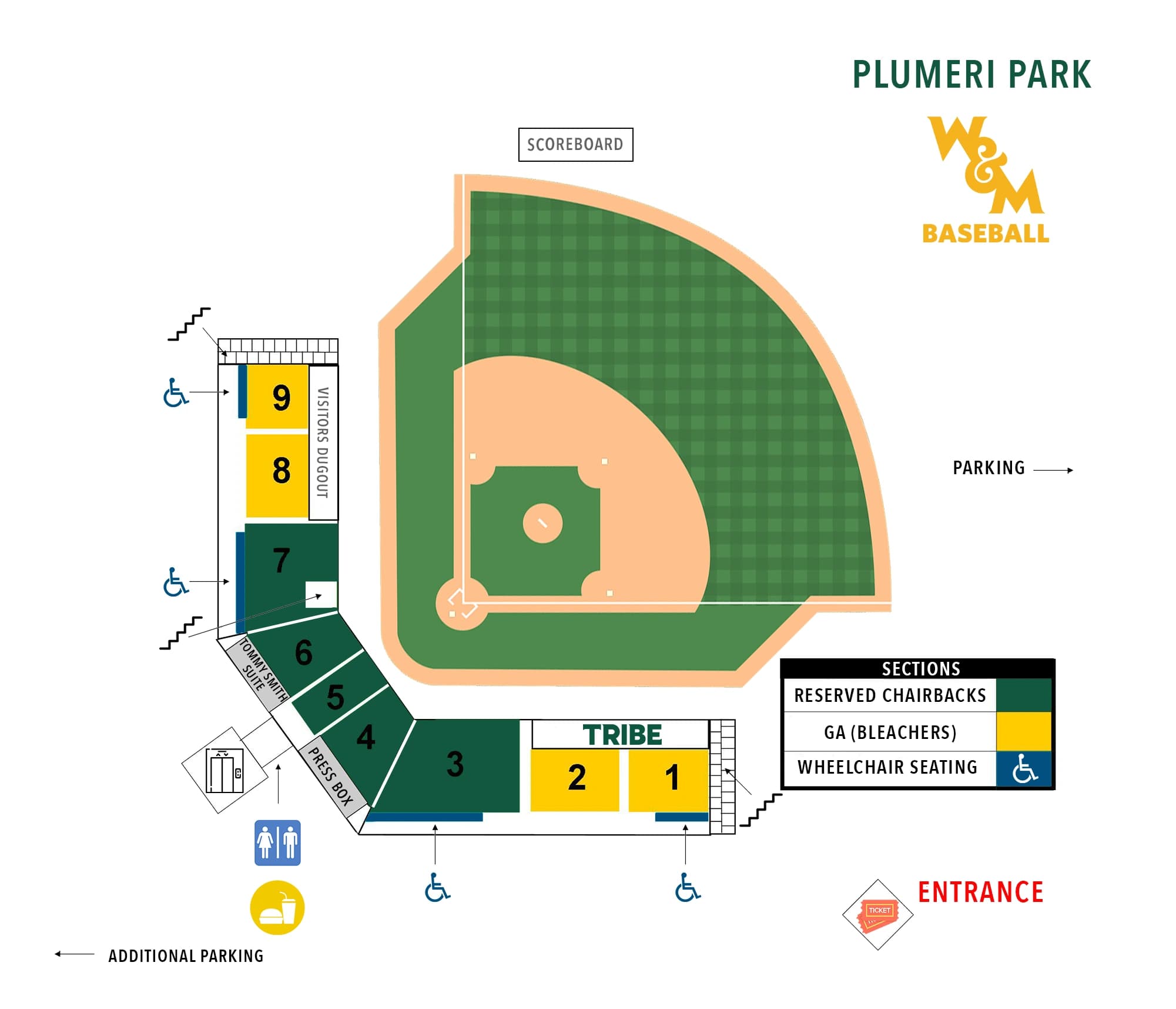Plumeri Park: Seating chart, Plumeri Park — current official-linked numbered seating chart. Use the source chart for section and row details.