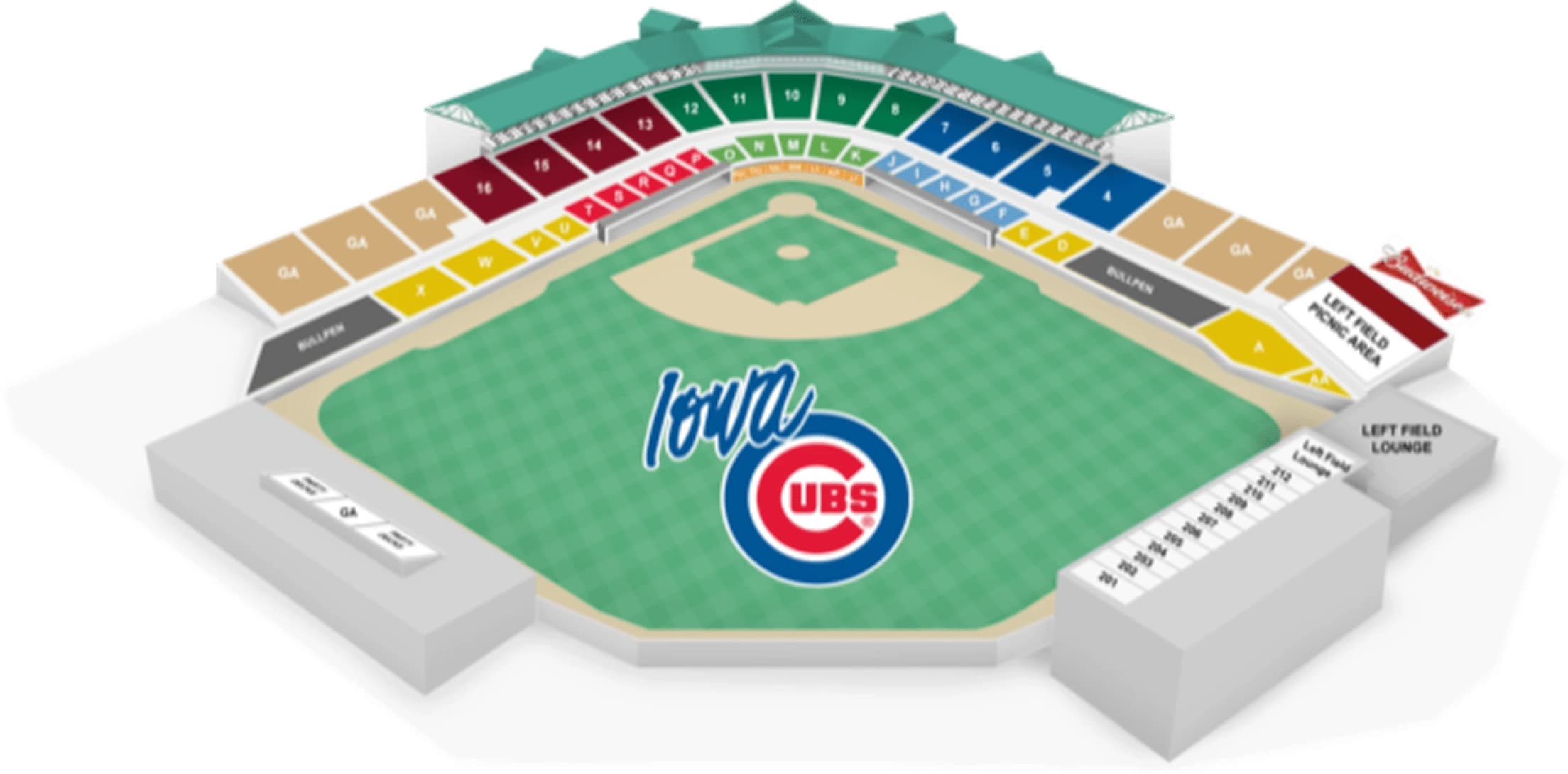 Principal Park: Seating chart, Principal Park — official 2026 baseball seating diagram. Use the source chart for section and row details.