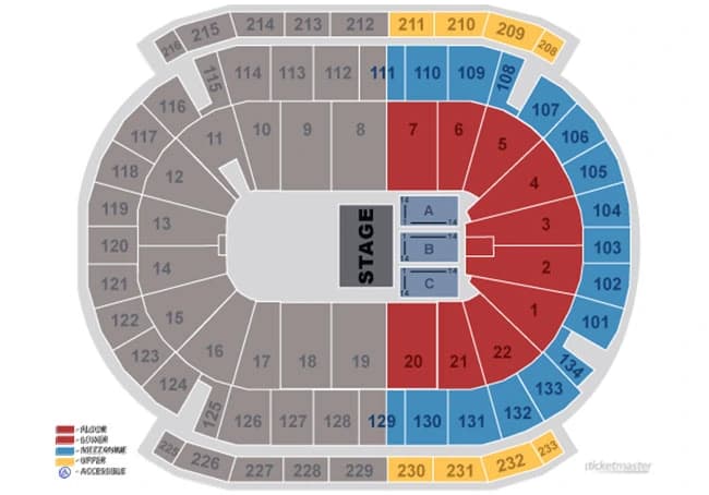Prudential Center: Seating chart, Theatre Seating Map. Use the source chart for section and row details.