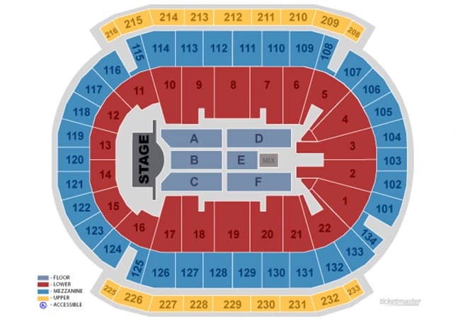 Prudential Center: Seating chart, End Stage Seating Map. Use the source chart for section and row details.