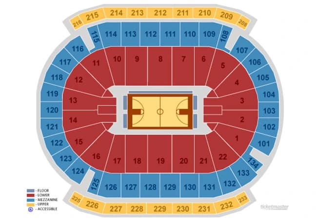 Prudential Center: Seating chart, Basketball Seating Map. Use the source chart for section and row details.