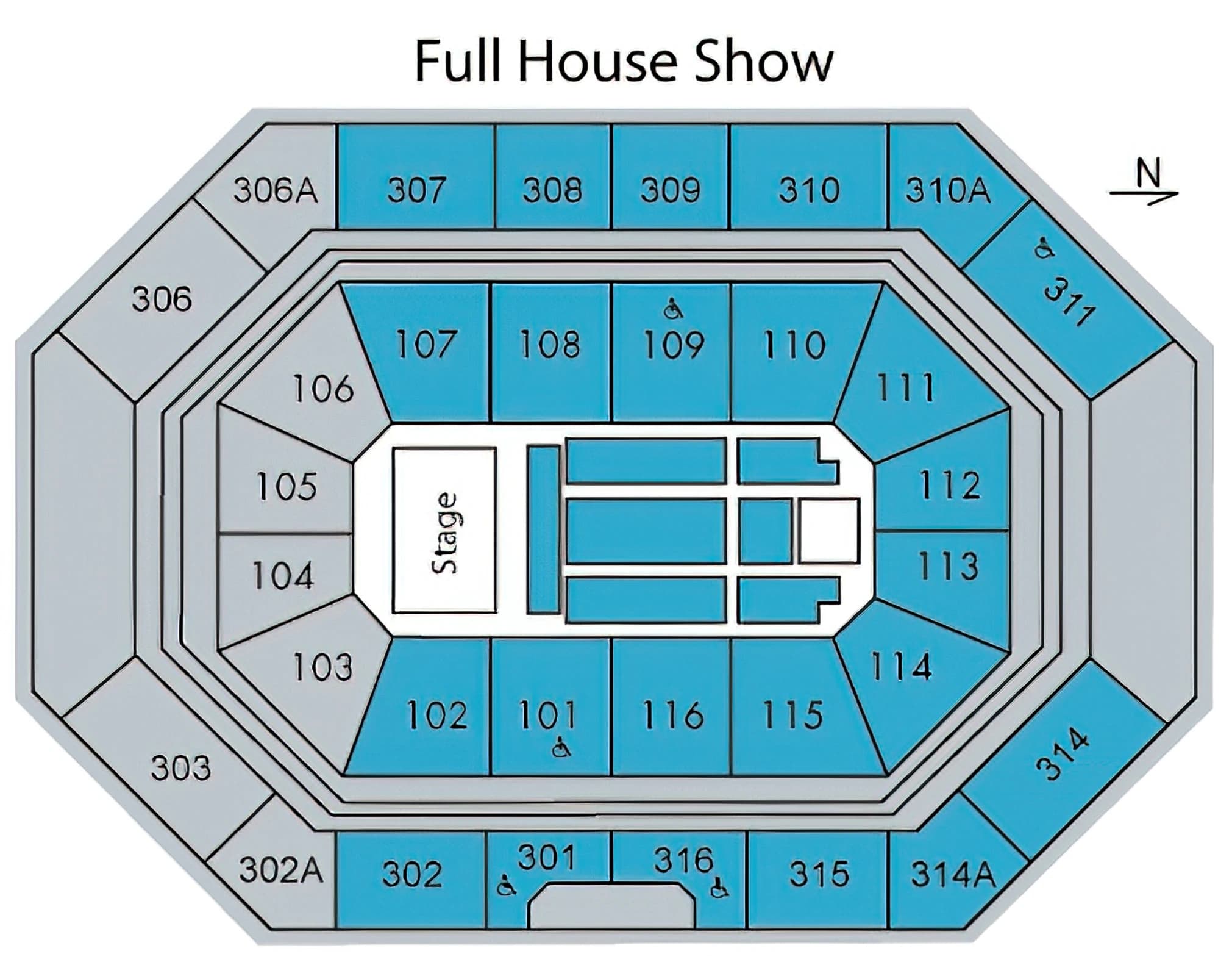 Ralph Engelstad Arena: Seating chart, Ralph Engelstad Arena — full-house end-stage concert. Use the source chart for section and row details.