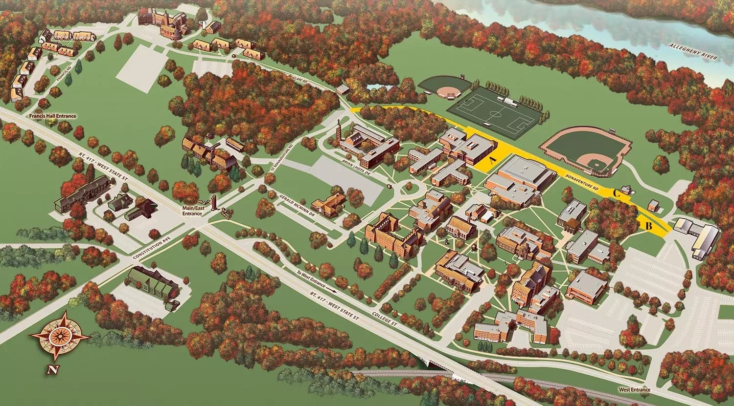 Reilly Center: Venue layout, Owner basketball parking reference · campus entrances and marked areas. Use the original map for routes and visitor facilities.
