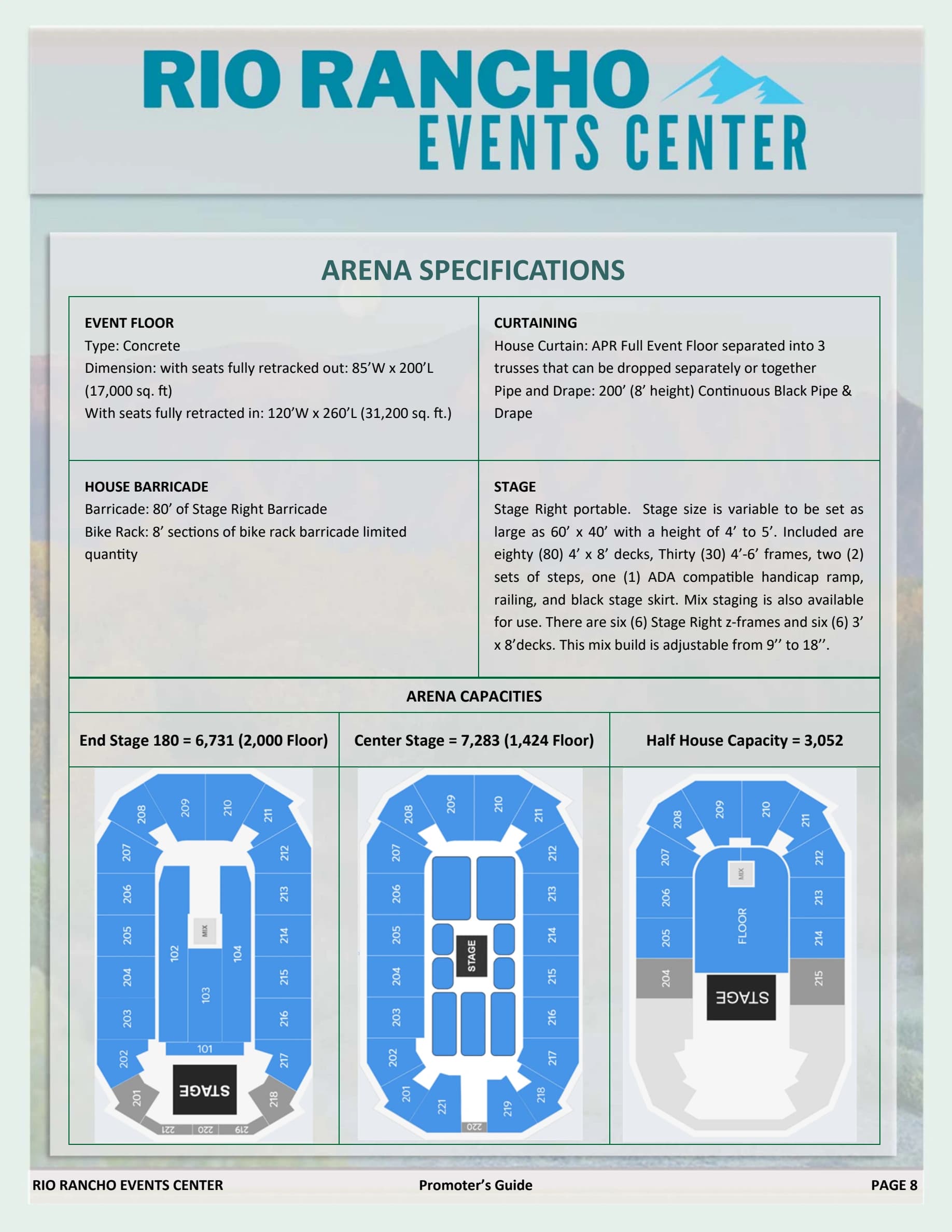 Rio Rancho Events Center: Seating chart, Rio Rancho Events Center — 2022–23 concert configurations. Use the source chart for section and row details.