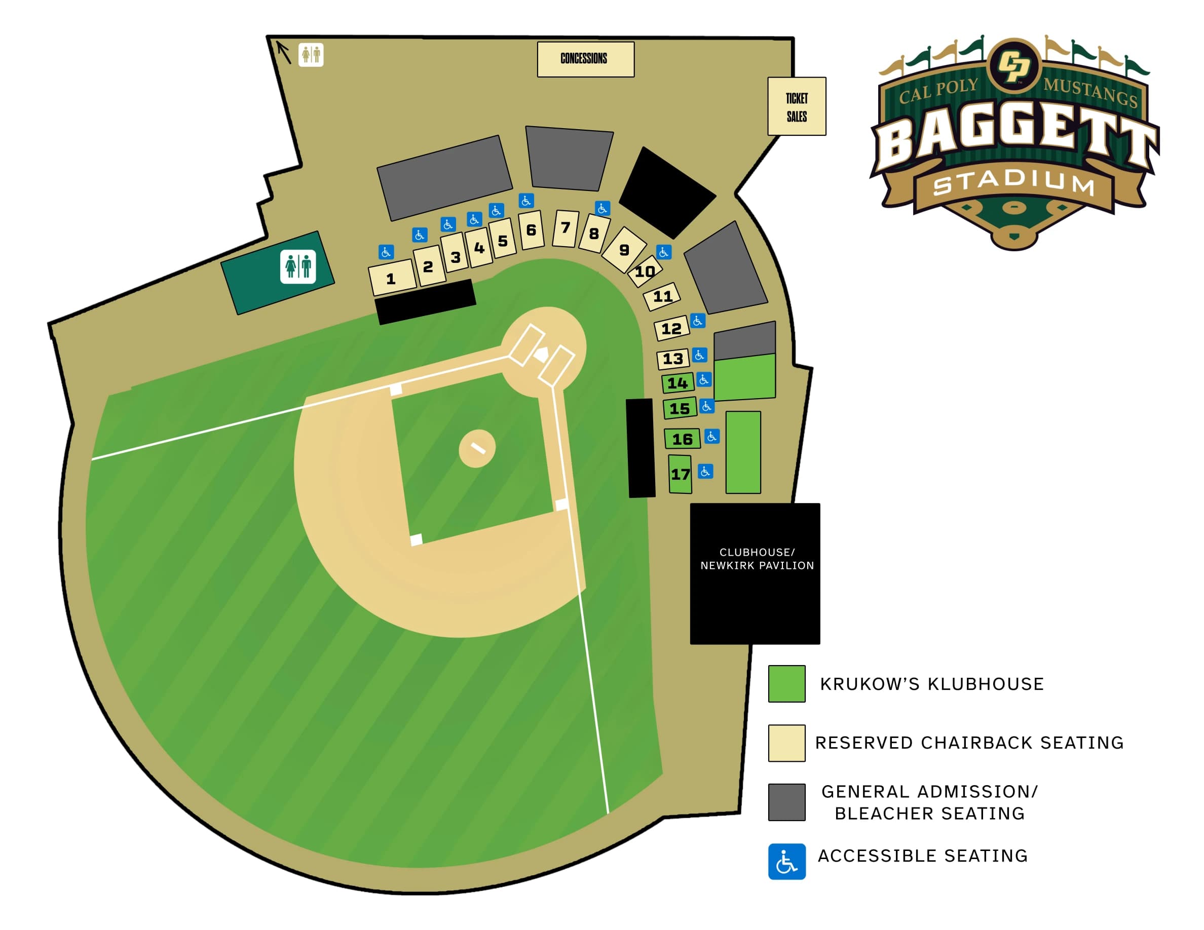 Robin Baggett Stadium: Seating chart, Robin Baggett Stadium — official 2026 seating update. Use the source chart for section and row details.