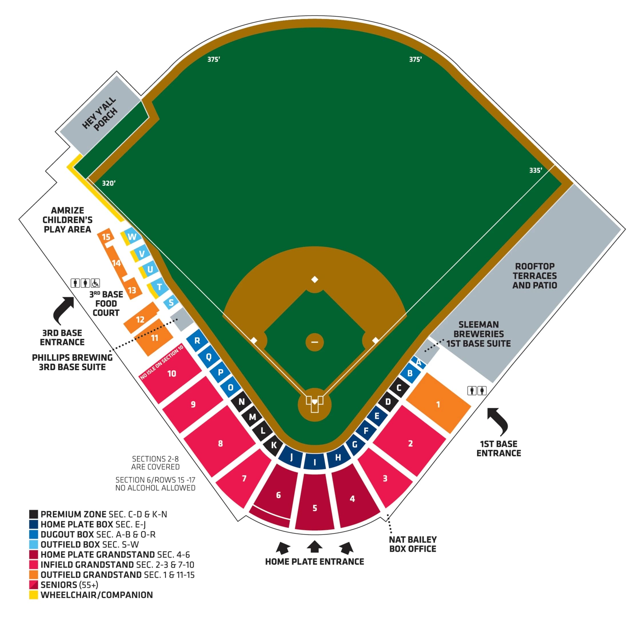 Rogers Field at Nat Bailey Stadium: Seating chart, Rogers Field at Nat Bailey Stadium — official 2026 baseball seating plan. Use the source chart for section and row details.