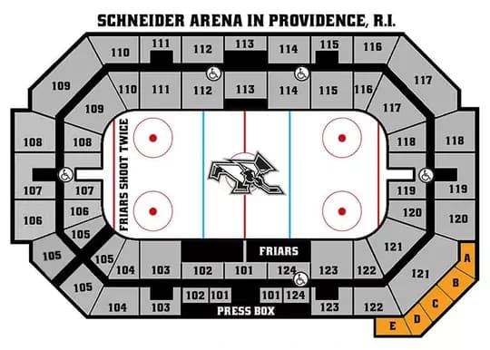Schneider Arena: Seating chart, Hockey. Use the source chart for section and row details.