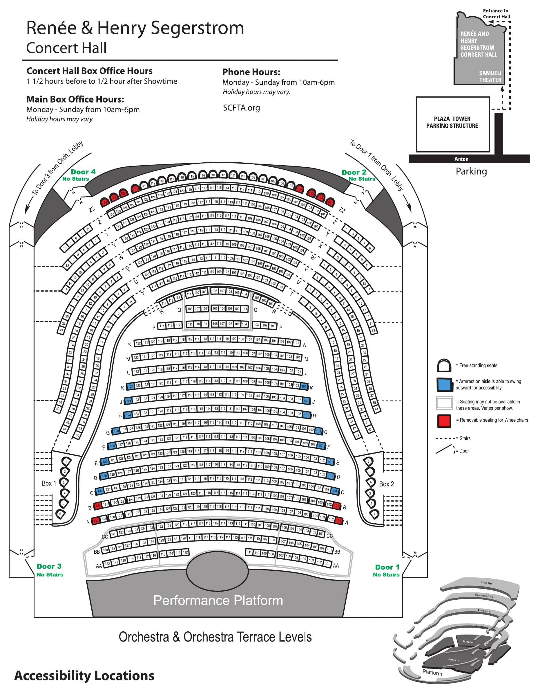 Segerstrom Center for the Arts: Seating chart, Renée and Henry Segerstrom Concert Hall · Orchestra and Orchestra Terrace · older owner-linked access chart. Use the source chart for section and row details.