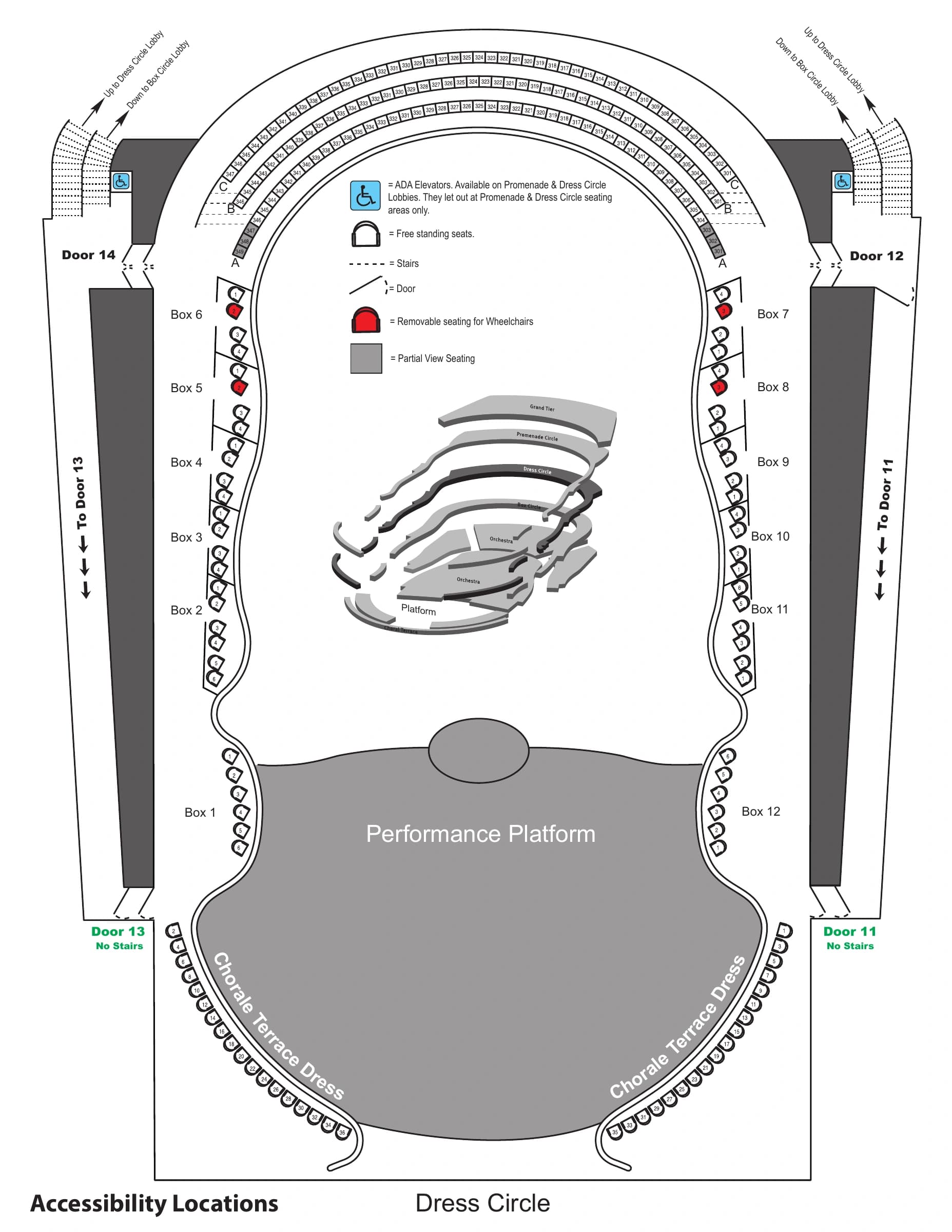 Segerstrom Center for the Arts: Seating chart, Renée and Henry Segerstrom Concert Hall · Dress Circle · older owner-linked access chart. Use the source chart for section and row details.