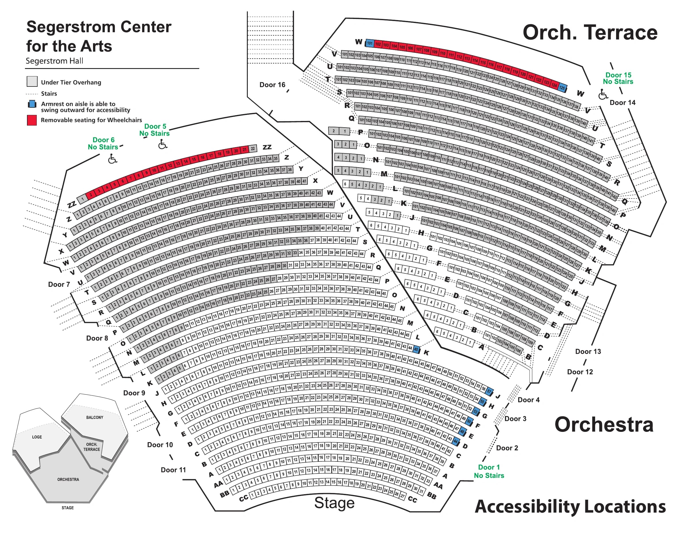 Segerstrom Center for the Arts: Seating chart, Segerstrom Hall · Orchestra and Orchestra Terrace · older owner-linked access chart. Use the source chart for section and row details.