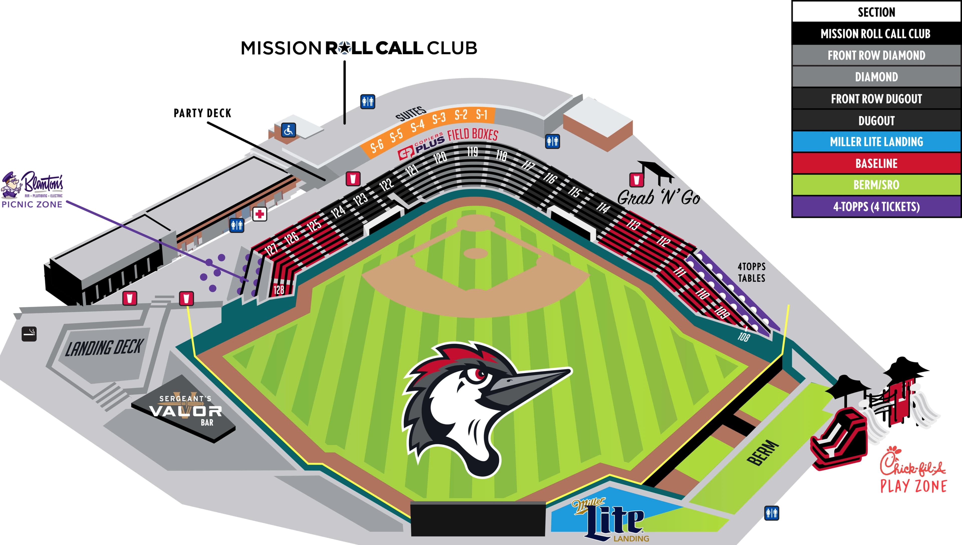 SEGRA Stadium: Seating chart, Segra Stadium, Fayetteville — official 2026 sections and facilities. Use the source chart for section and row details.
