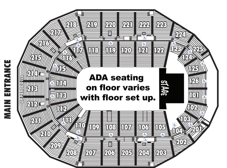 Simmons Bank Arena: Seating chart, Concert · accessible seating. Use the source chart for section and row details.