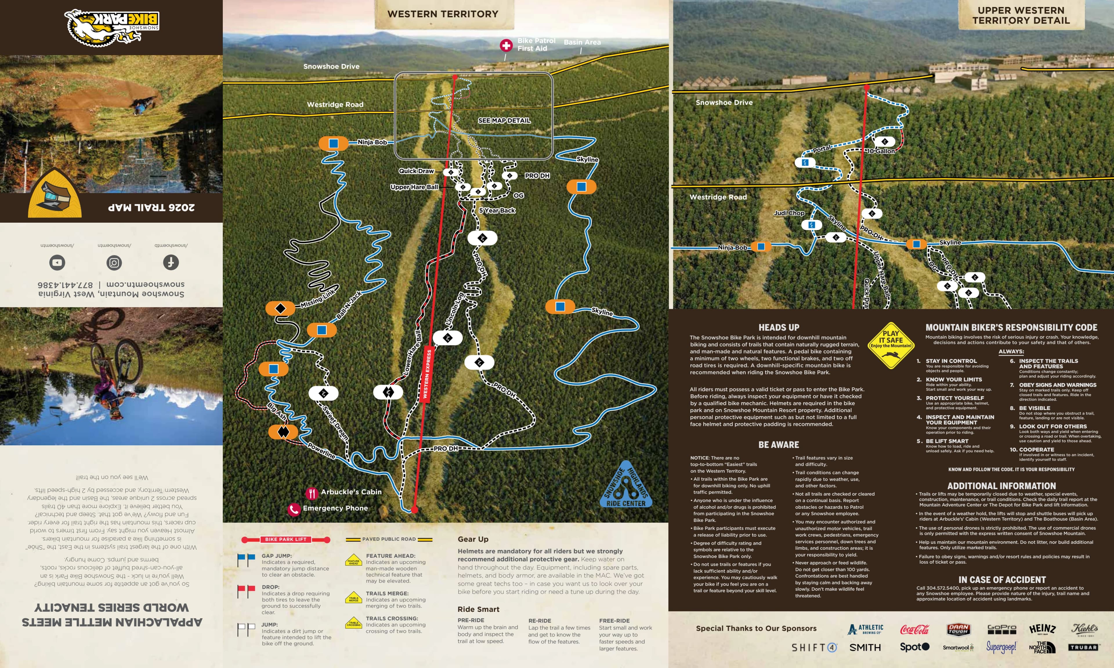 Snowshoe Bike Park: Venue layout, Bike park · Western Territory · 2026. Use the original map for routes and visitor facilities.