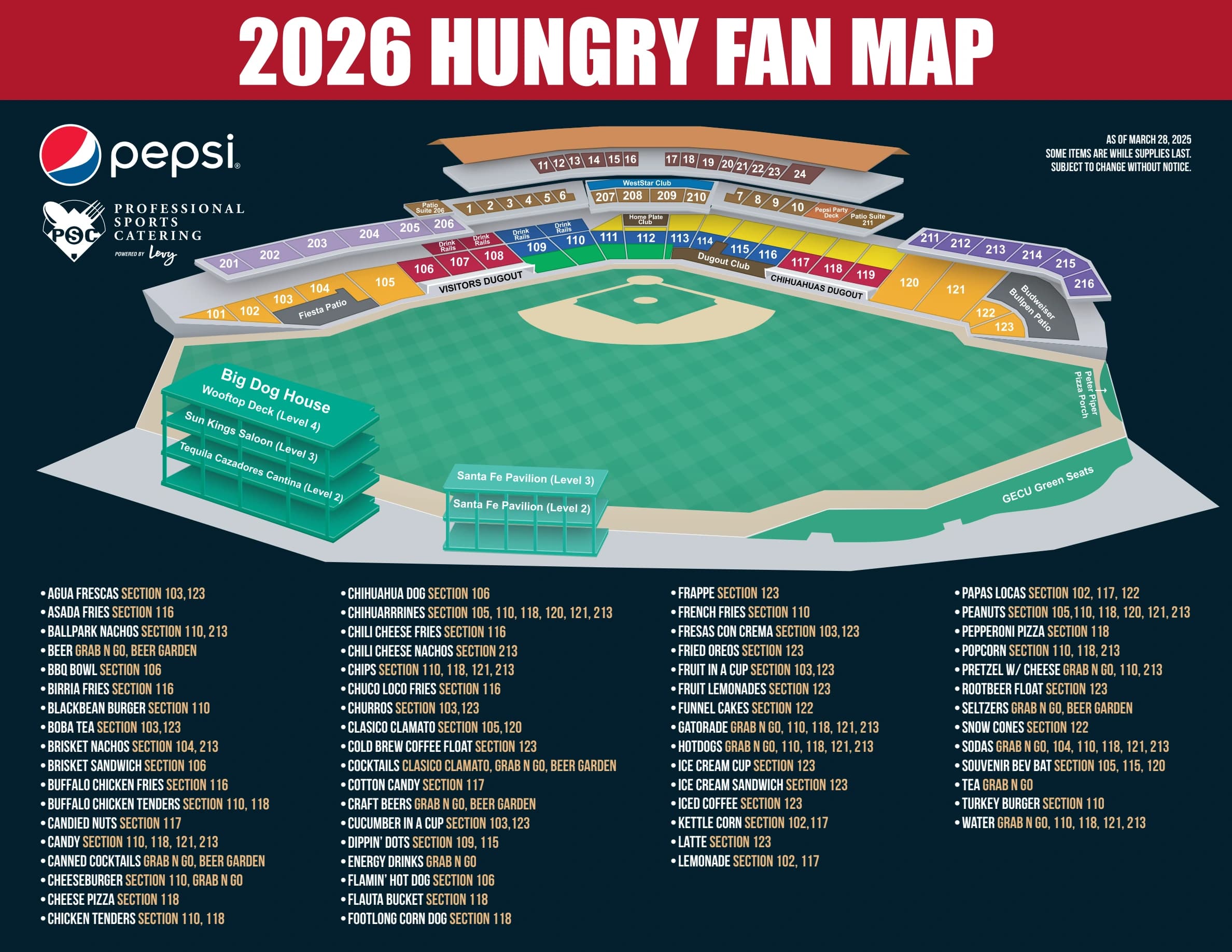 Southwest University Park: Seating chart, Baseball · Southwest University Park numbered sections and hospitality levels. Use the source chart for section and row details.