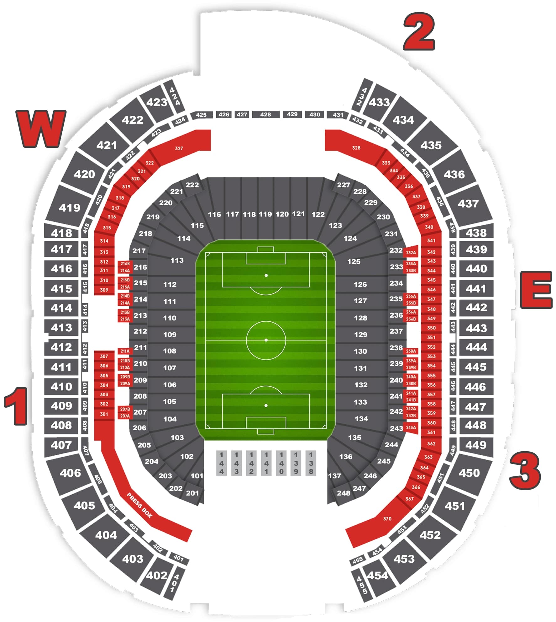 State Farm Stadium: Seating chart, Soccer. Use the source chart for section and row details.