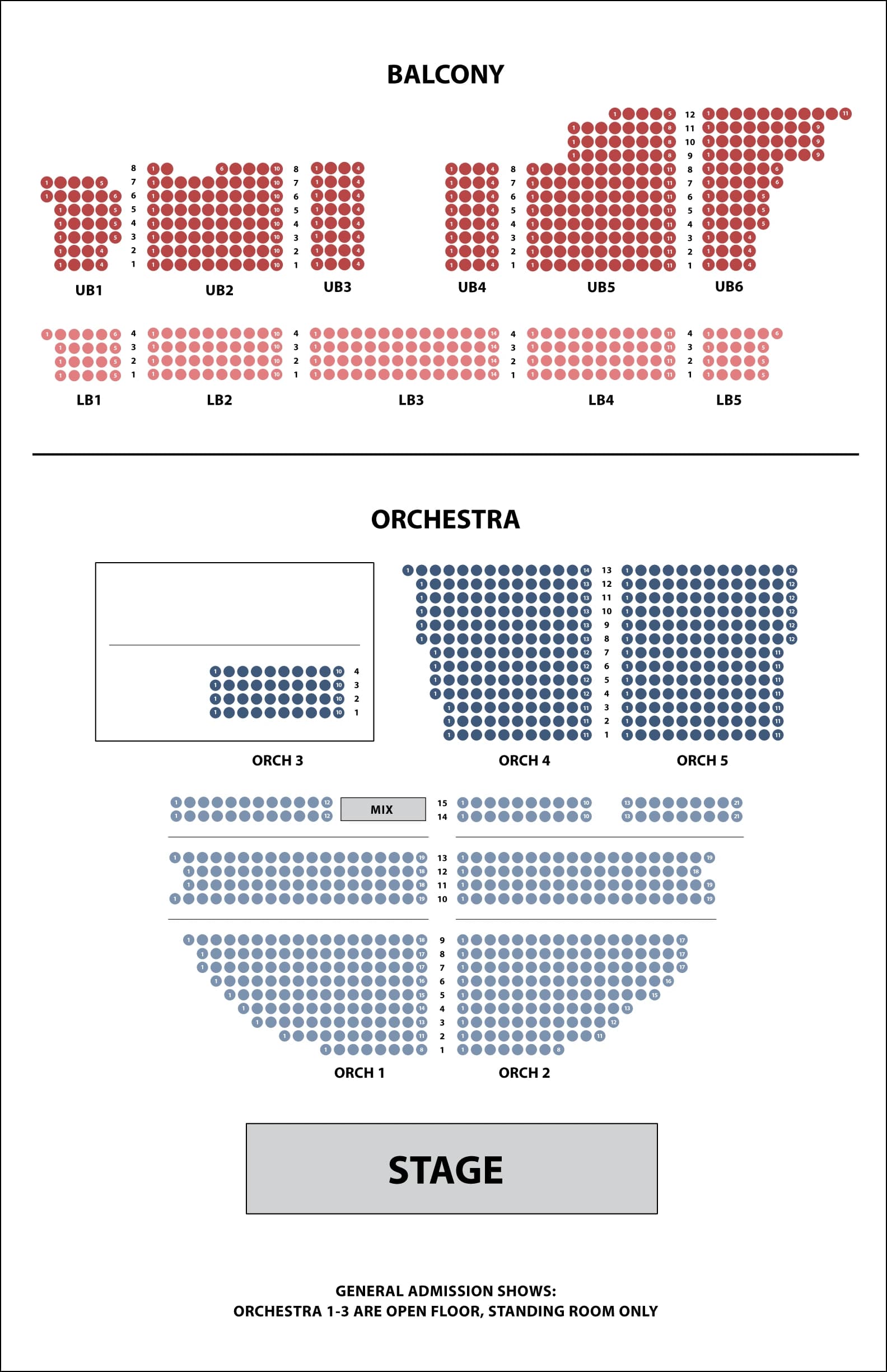 State Theatre: Seating chart, State Theatre Portland — reserved seating and GA configuration. Use the source chart for section and row details.
