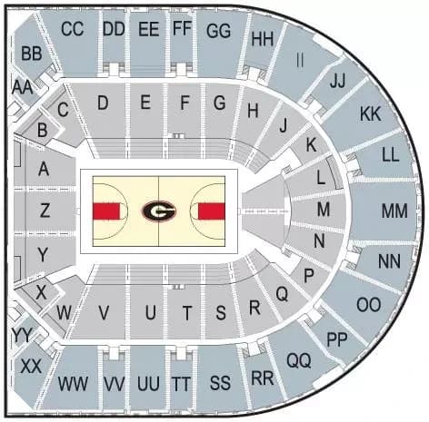 Stegeman Coliseum: Seating chart, Basketball. Use the source chart for section and row details.