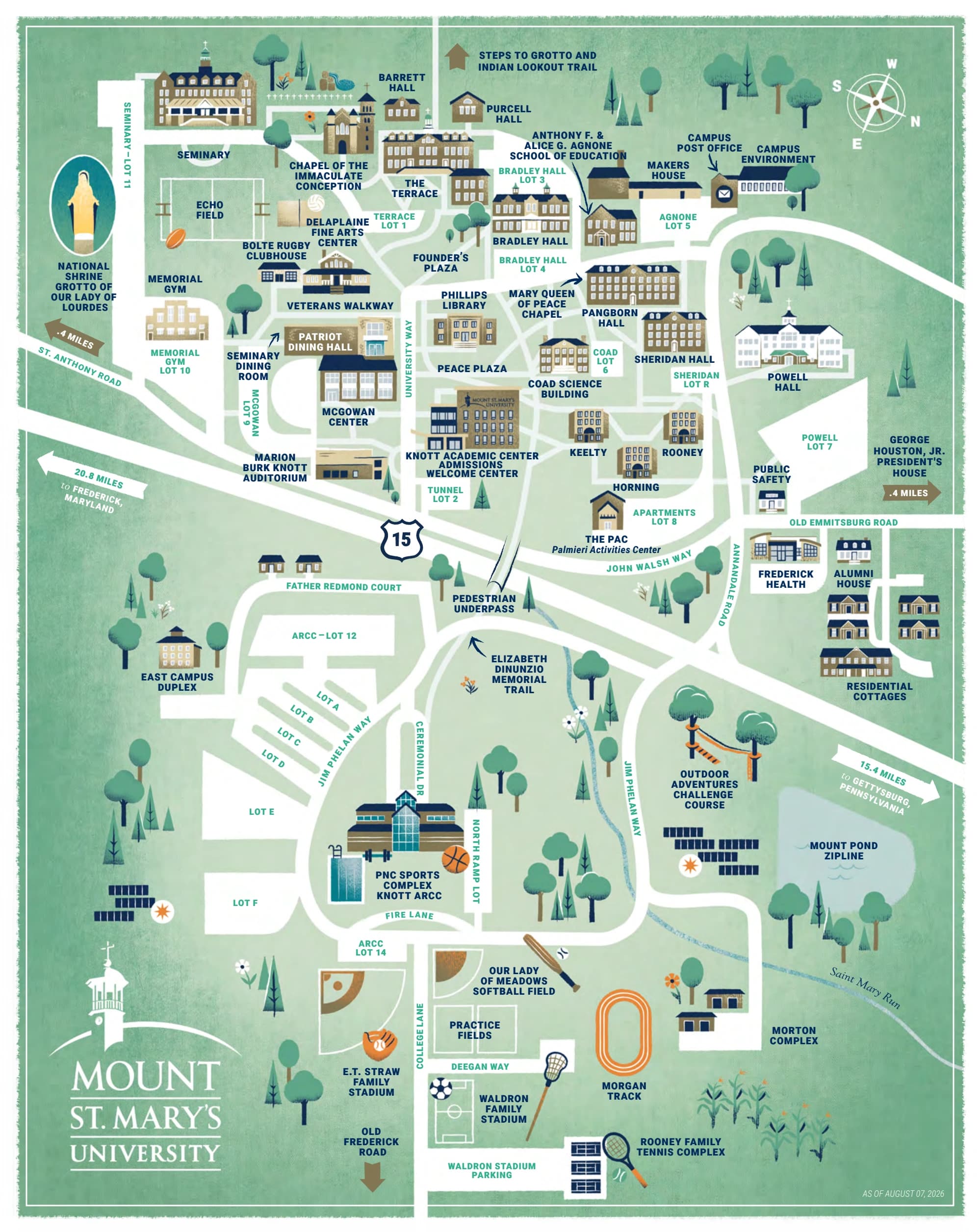 E.T. Straw Family Stadium: Venue layout, Straw Stadium — official campus arrival map as of August 7, 2026. Use the original map for routes and visitor facilities.