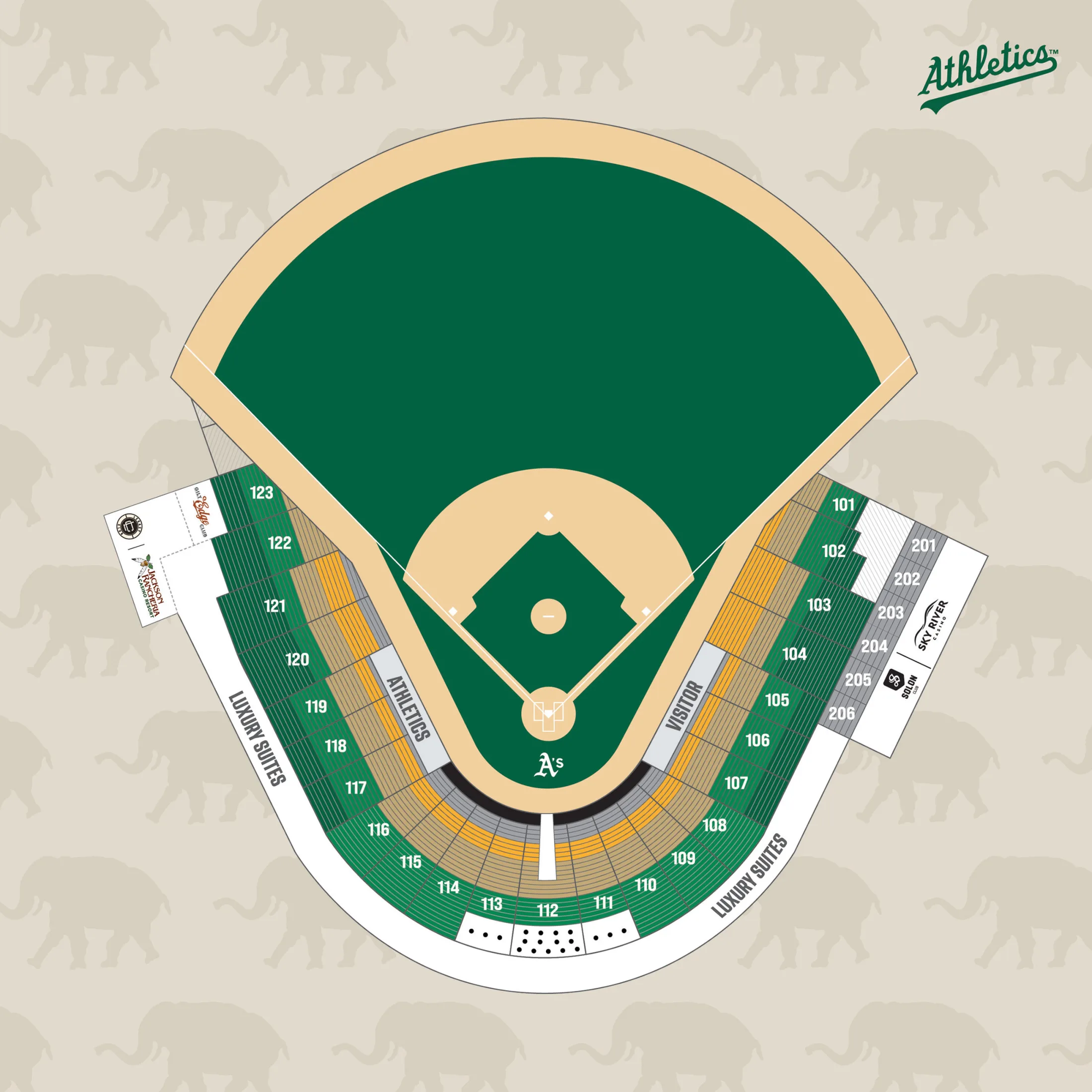 Sutter Health Park: Seating chart, Athletics — current Sutter Health Park MLB seating plan. Use the source chart for section and row details.