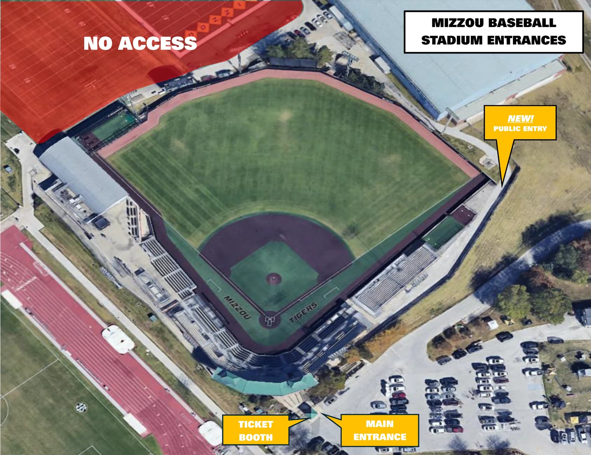 Taylor Stadium: Venue layout, Taylor Stadium — official 2026 entrance and access plan. Use the original map for routes and visitor facilities.