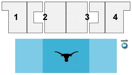 Lee and Joe Jamail Texas Swimming Center: Seating chart, Jamail Texas Swimming Center — spectator bleachers. Use the source chart for section and row details.