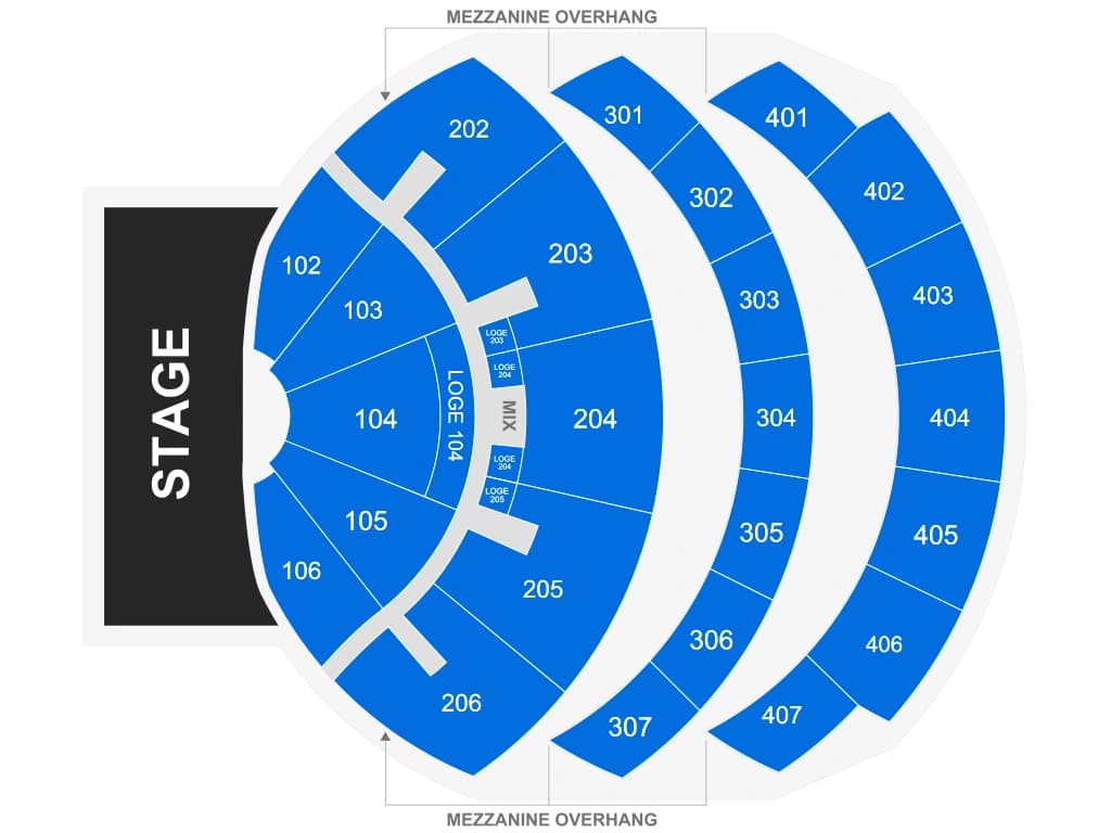 The Colosseum at Caesars Palace: Seating chart, General / comedy example · no front pit. Use the source chart for section and row details.