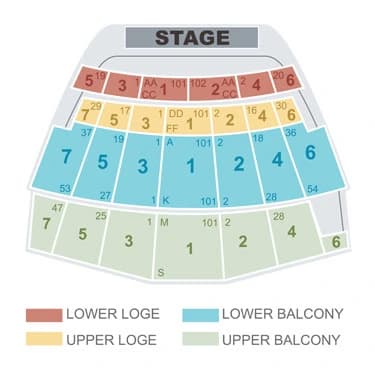 The Warfield: Seating chart, The Warfield — loge and balcony sections. Use the source chart for section and row details.