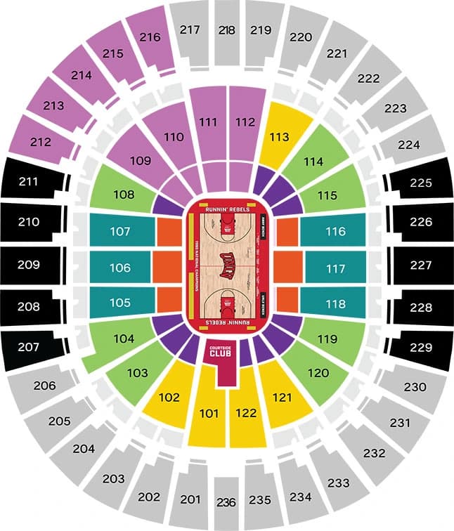 Thomas & Mack Center: Seating chart, Thomas & Mack Center — UNLV 2026–27 basketball sections. Use the source chart for section and row details.