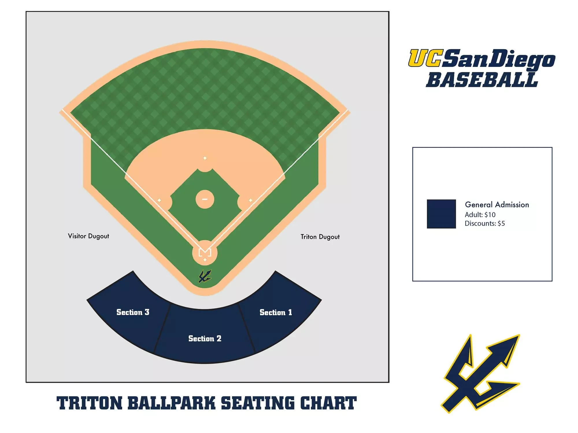 Triton Ballpark: Seating chart, Triton Ballpark — current official-linked three-section seating chart. Use the source chart for section and row details.