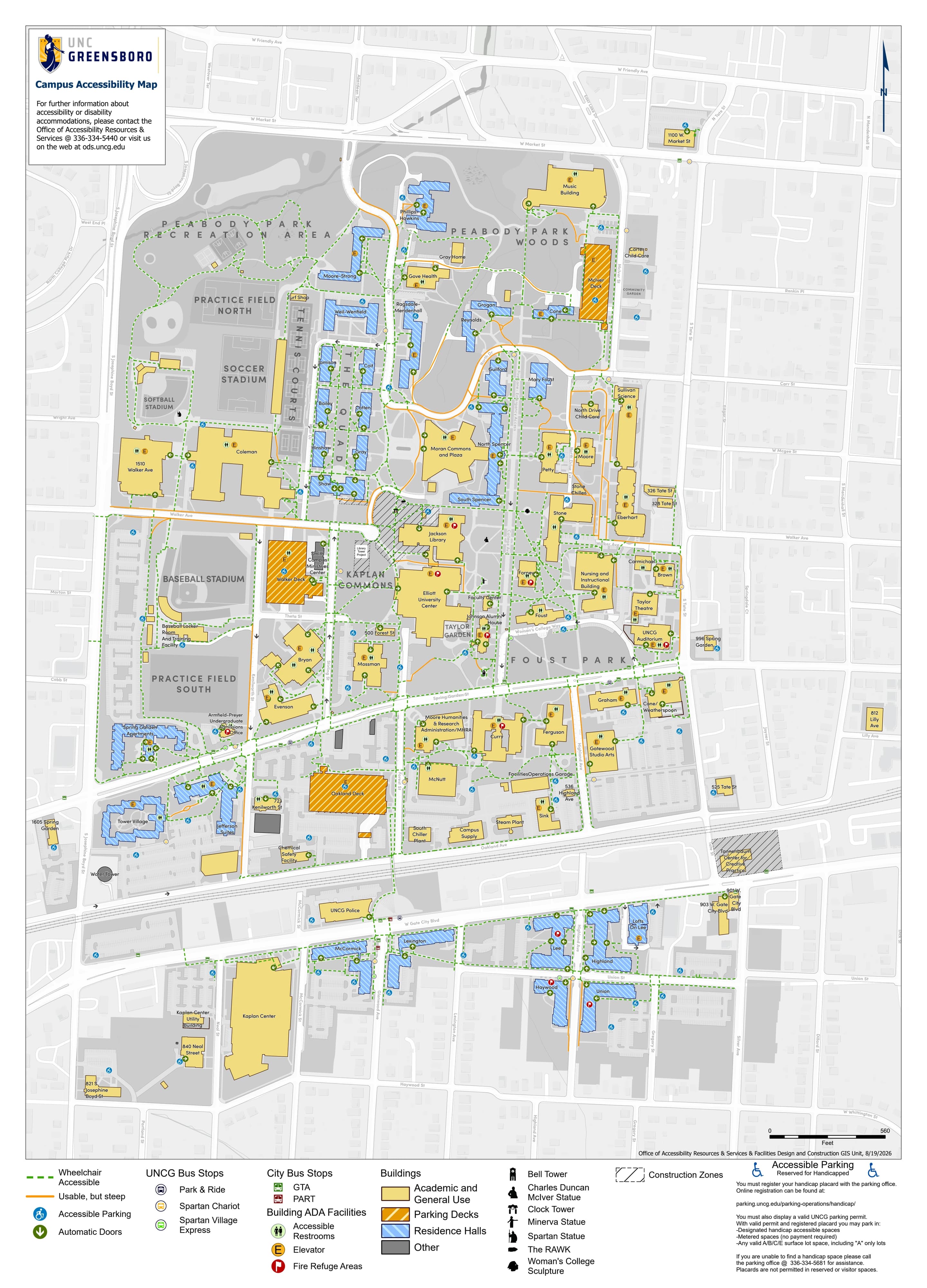 UNCG Baseball Stadium: Venue layout, UNCG Baseball Stadium — current official-linked campus accessibility plan. Use the original map for routes and visitor facilities.