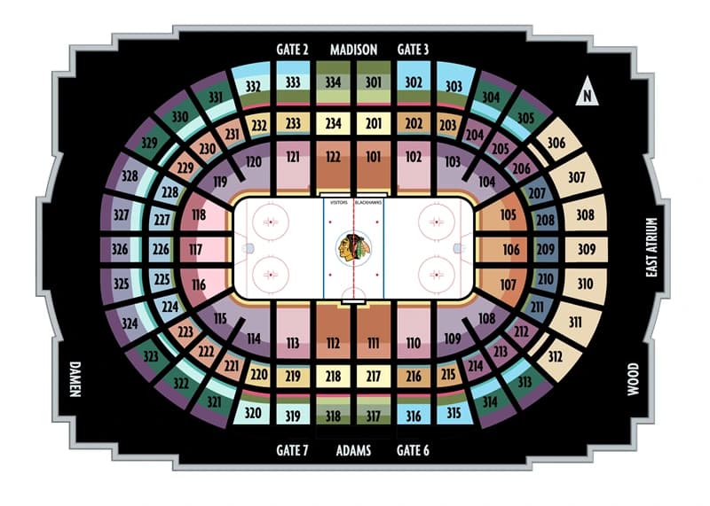 United Center: Seating chart, Chicago Blackhawks — hockey. Use the source chart for section and row details.