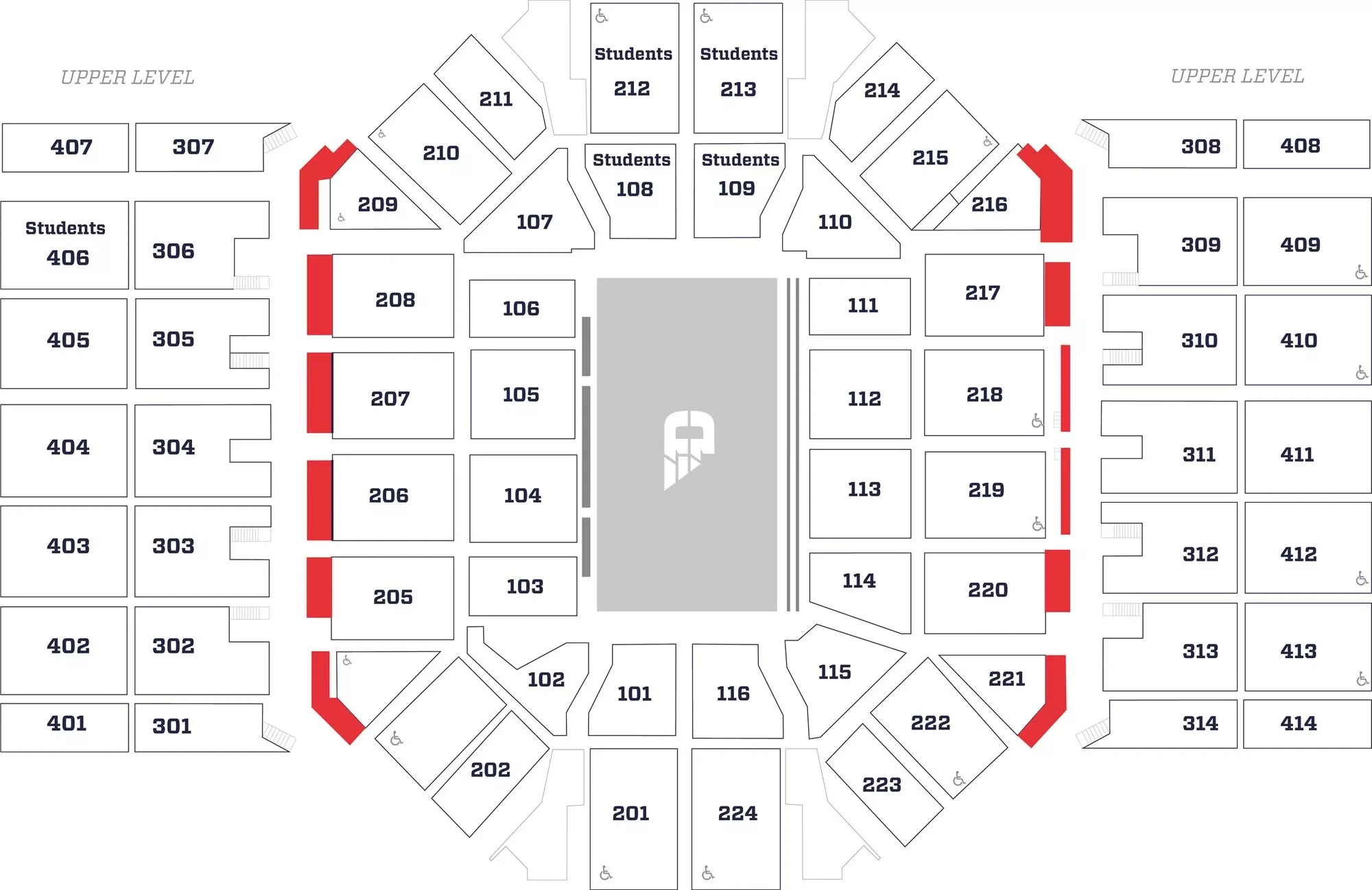 University of Dayton Arena: Seating chart, University of Dayton Arena — currently linked basketball section chart. Use the source chart for section and row details.
