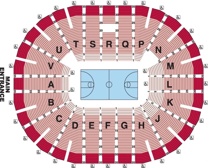 Viejas Arena: Seating chart, Viejas Arena — basketball. Use the source chart for section and row details.