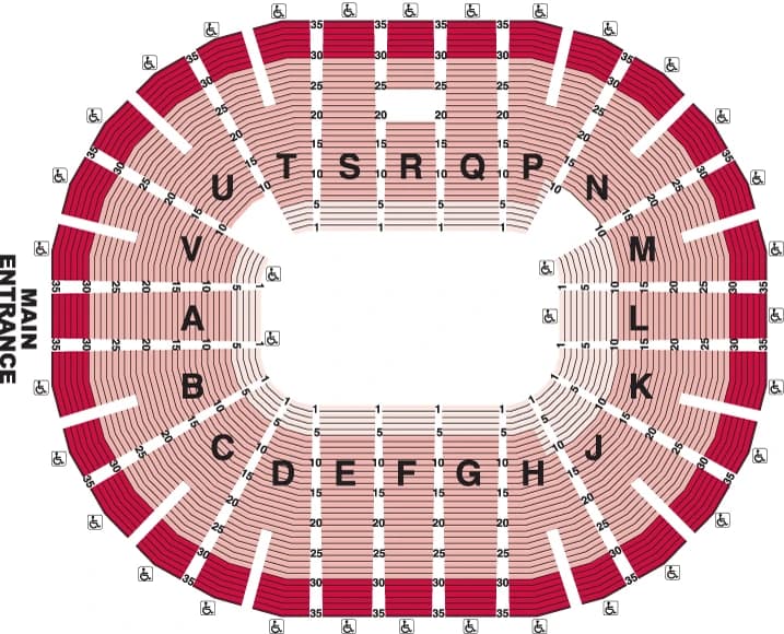 Viejas Arena: Seating chart, Viejas Arena — open-floor example. Use the source chart for section and row details.