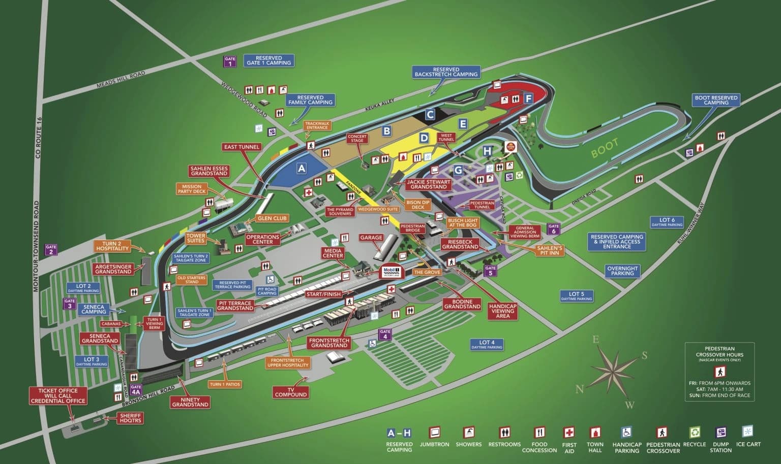 Watkins Glen International: Venue layout, Watkins Glen — current-linked 2025 NASCAR event plan. Use the original map for routes and visitor facilities.