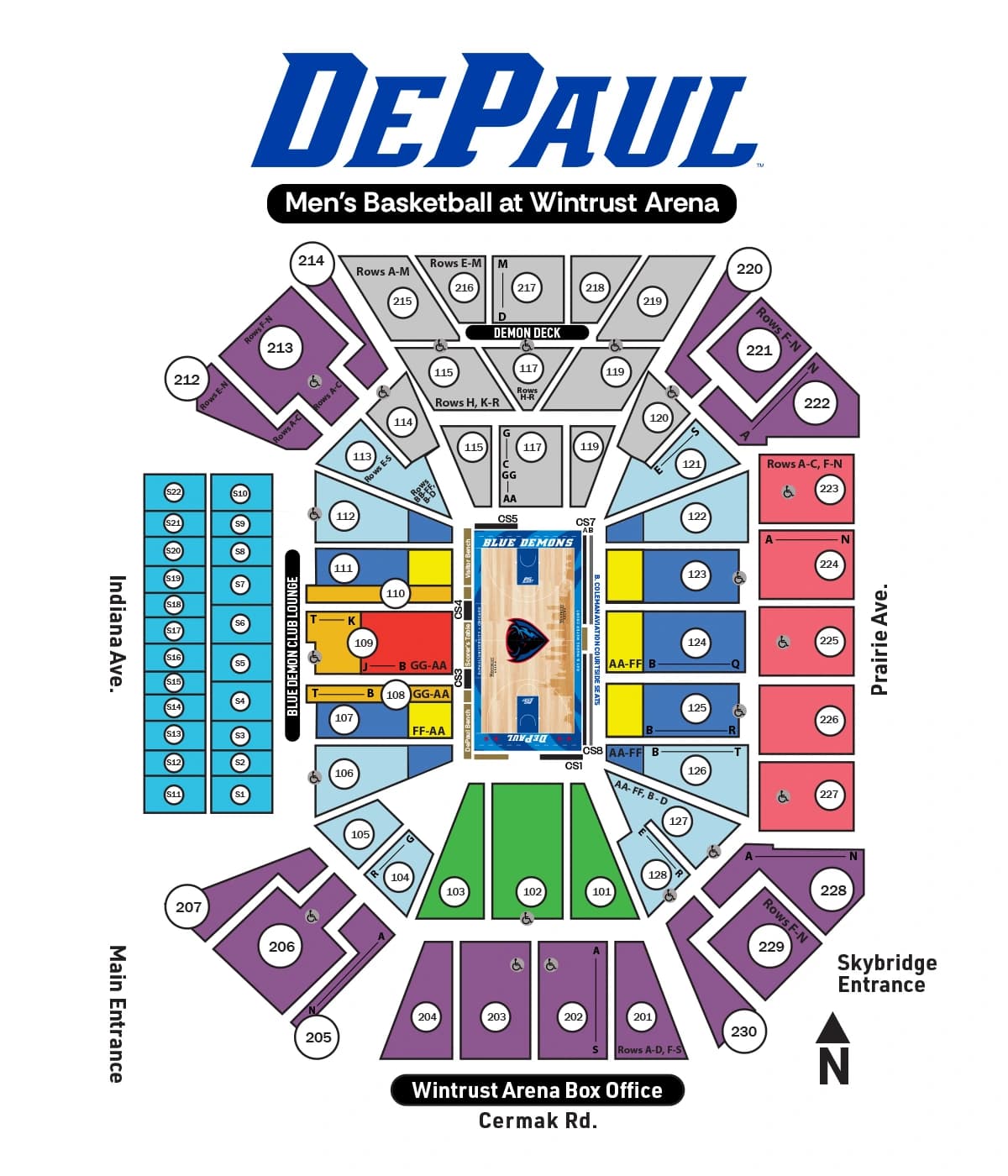 Wintrust Arena: Seating chart, Wintrust Arena — 2026–27 DePaul men’s basketball. Use the source chart for section and row details.