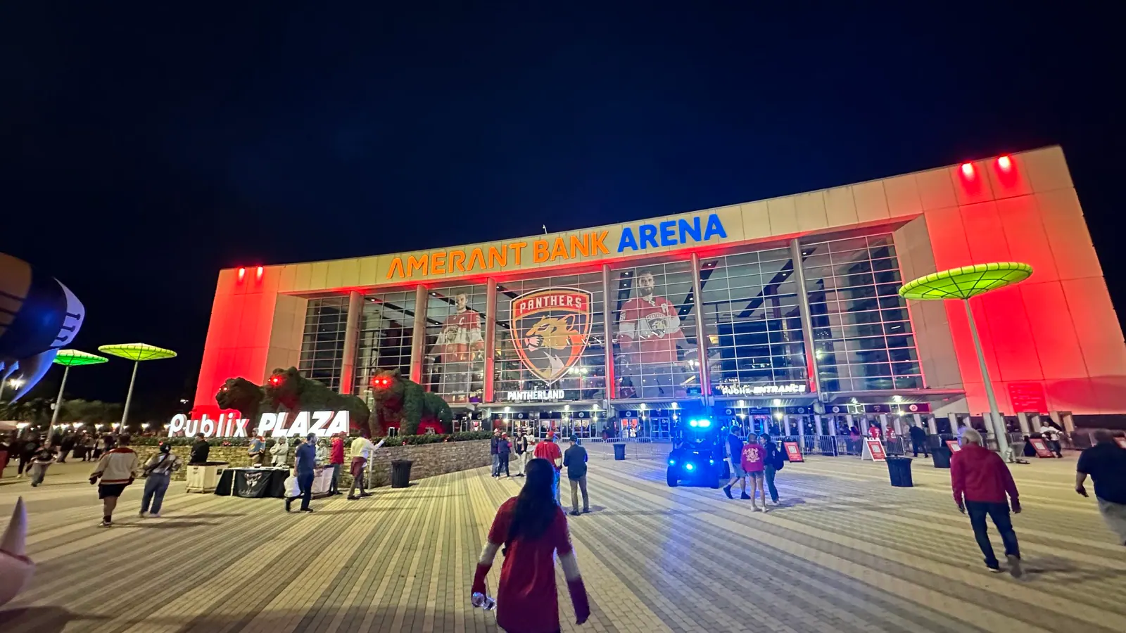 Exterior view of Amerant Bank Arena before a Florida Panthers game.