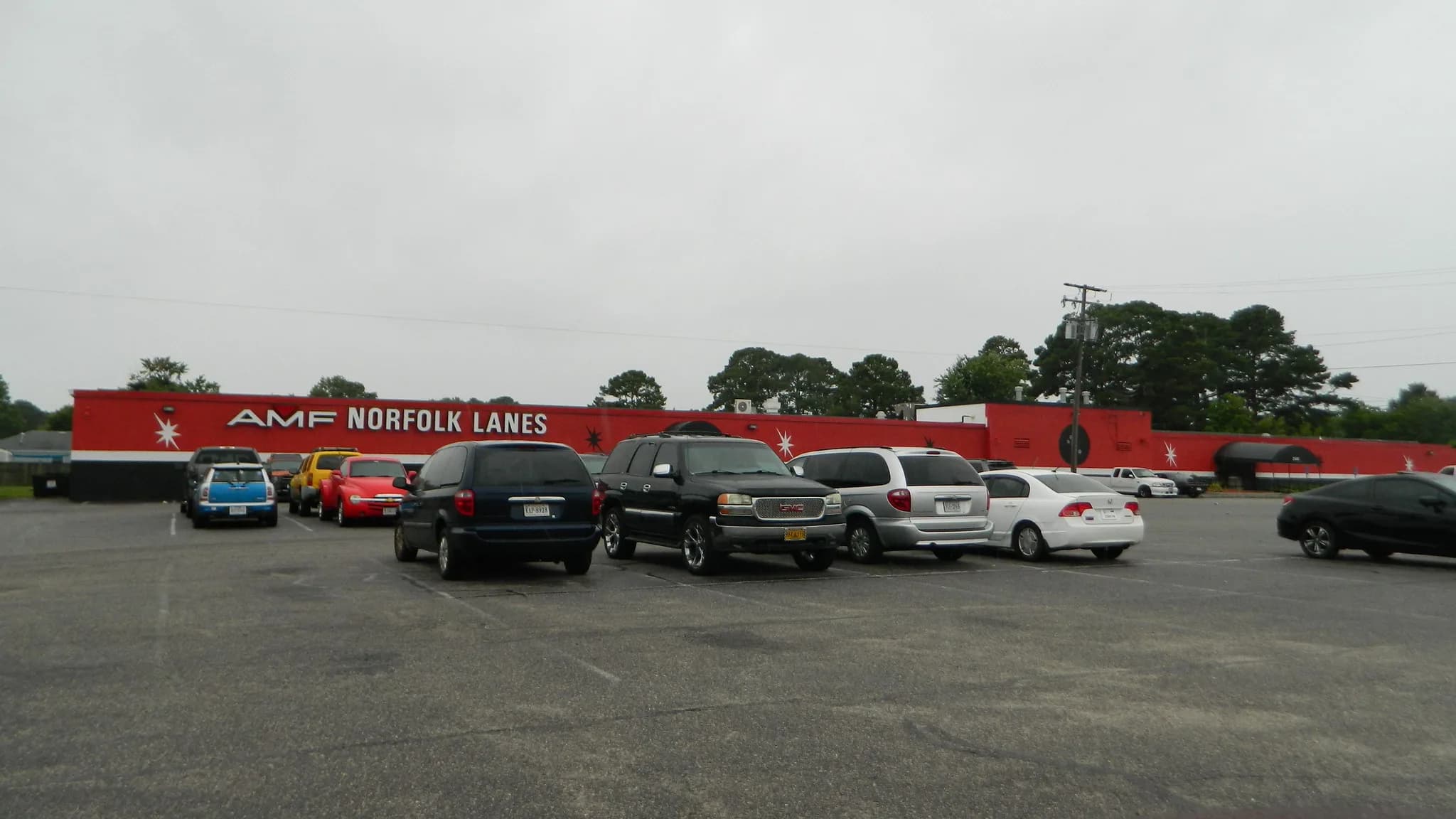 AMF Norfolk Lanes — exterior at 2441 E. Little Creek Road, photographed July 2019.